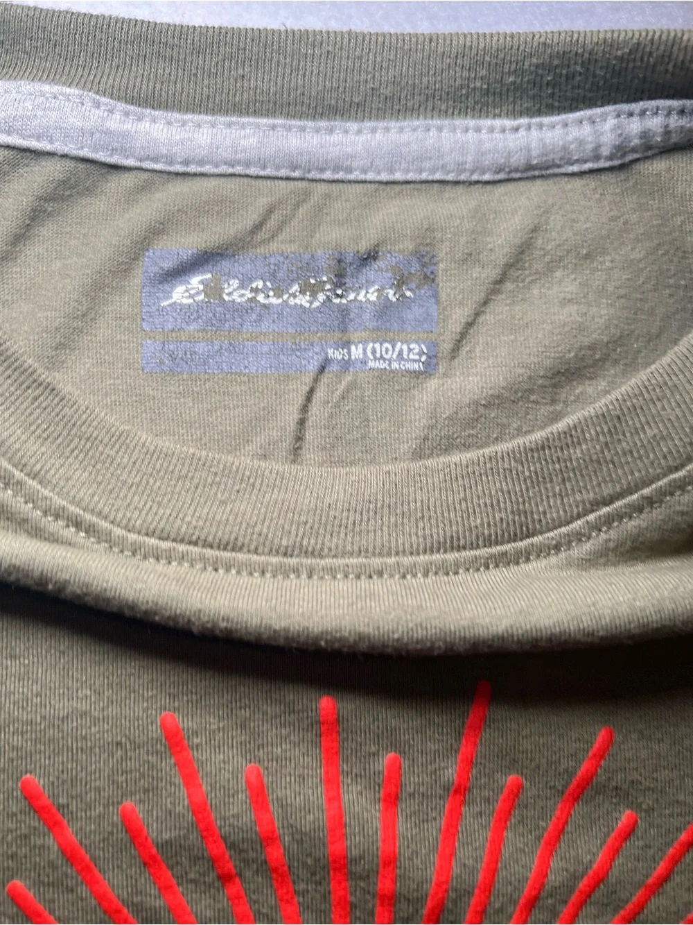 Eddie Bauer Boys Graphic Long-Sleeve Tee “Never Stop Exploring”, Olive Green, M